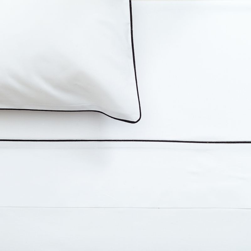 Anichini Palladio Hotel Percale Sheets in White/Black