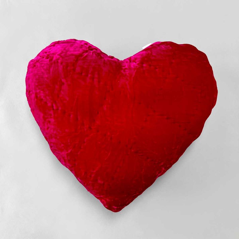 Pho Silk Velvet Heart Shaped Pillows In Fuchsia