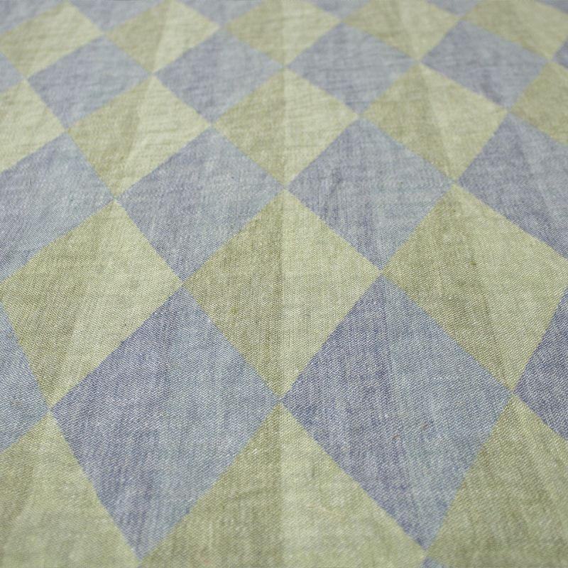 Anichini Puzzle Harlequin Linen Fabric In 01 Blue/Green