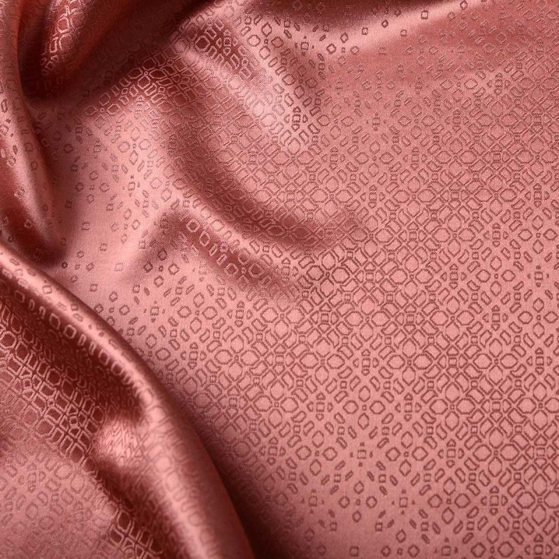 Wega Copper Silk Geometric Jacquard Mulberry Silk Sheets