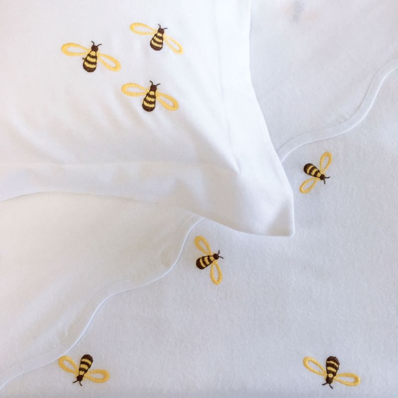 Anichini Bumblebee Embroidered Flannel Crib Sheeting