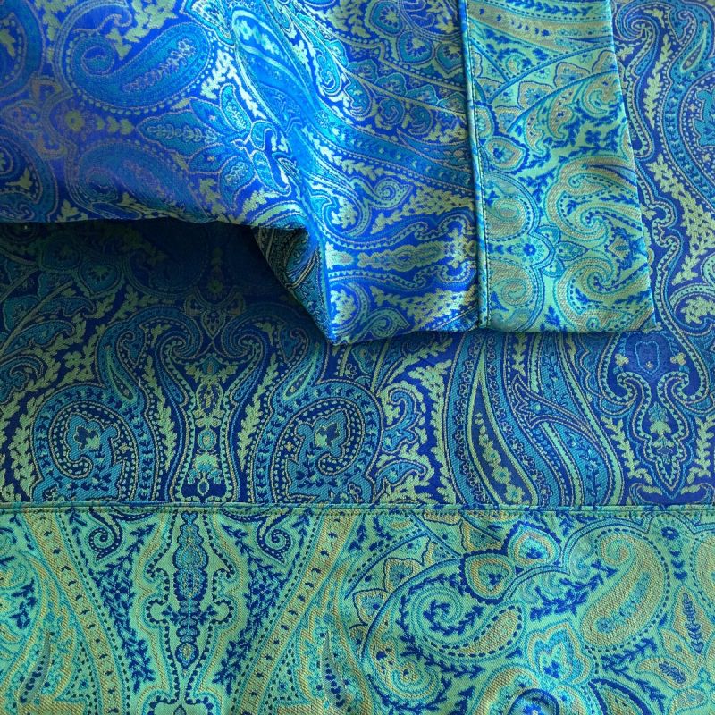 Anichini Kashmir Paisley Jacquard Sheets In Marine Blue