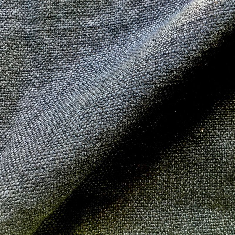 Anichini Yutes Collection Barroco Solid Basket Weave Linen Fabric In Charcoal