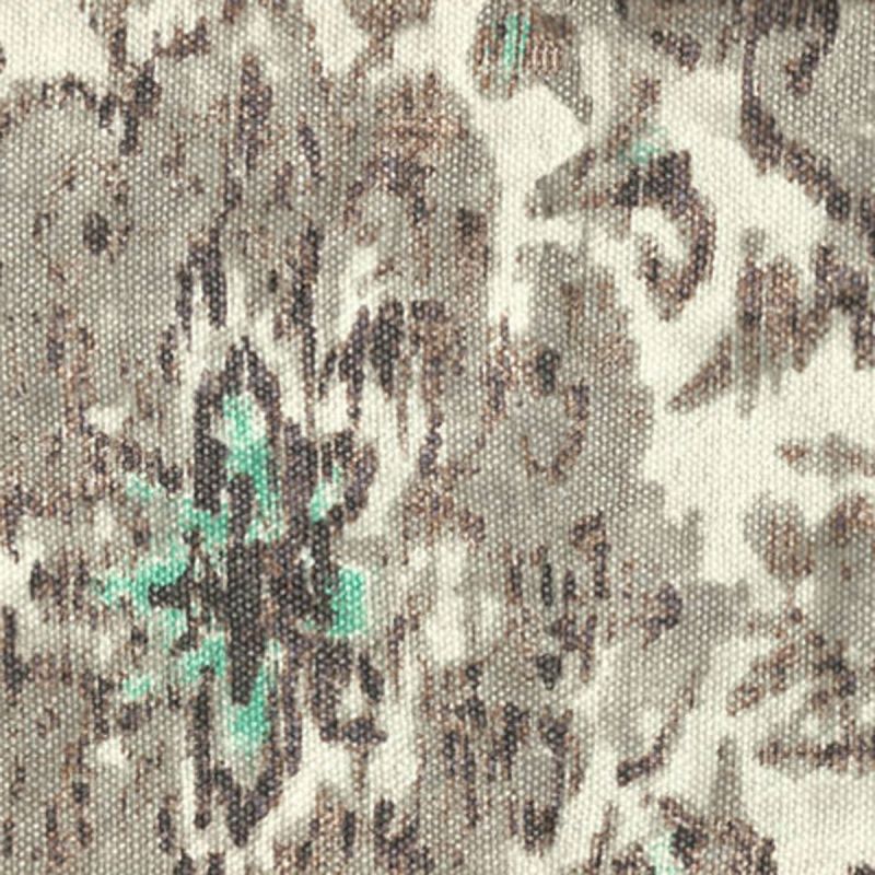 Anichini Yutes Collection Erba Multicolor Printed Linen Fabric In Ivory Brown Multi