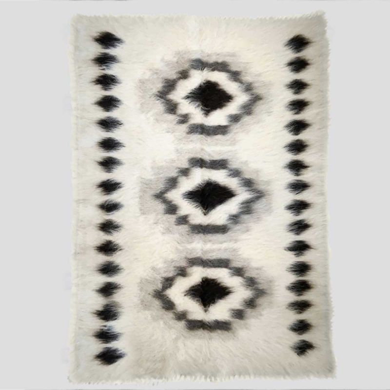 Anichini Black Diamonds Brushed Natural Wool Rugs