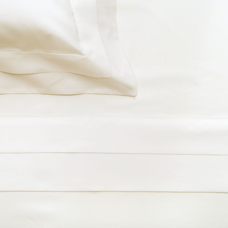 Anichini Catherine Luxury Italian Percale Sheet Sets with a double French flange, in ivory