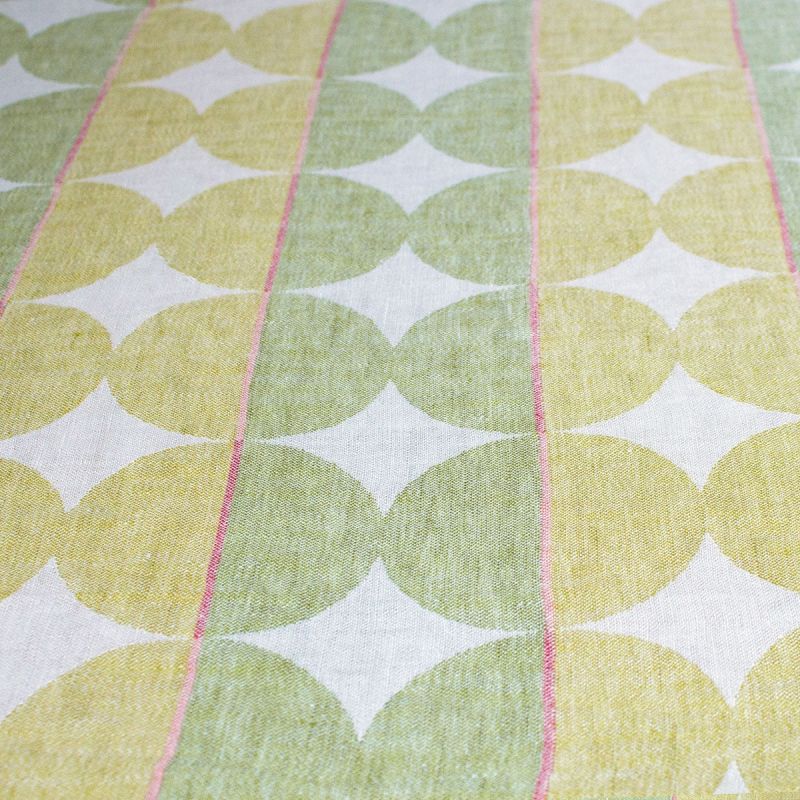 Contorno Modern Graphic Linen Fabric In 05 Olive Green, Right Side | ANICHINI Fabrics