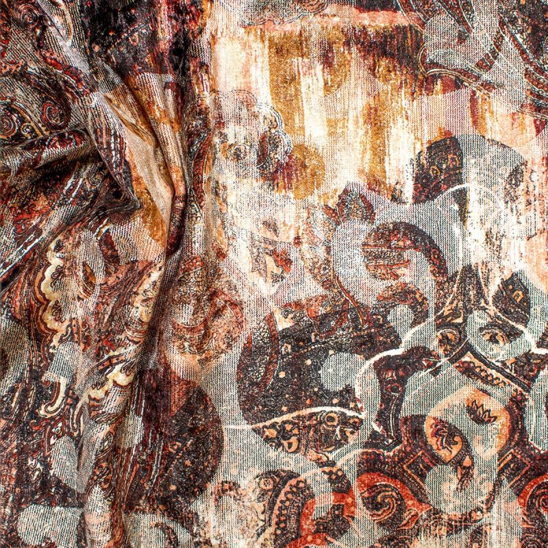 Anichini Lagoon Printed Fortuny Velvet Fabric In Fall