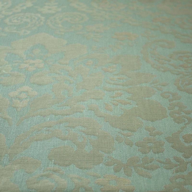 Anichini Lido Linen Jacquard Fabric By The Yard In Aqua Ecru Reverse