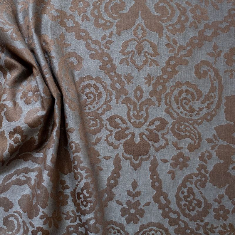 Anichini Lido Linen Jacquard Fabric By The Yard In Charcoal Cocoa