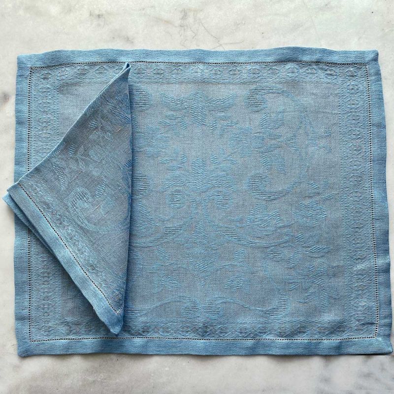 Melania Linen Napkins and Placemats - Turquoise