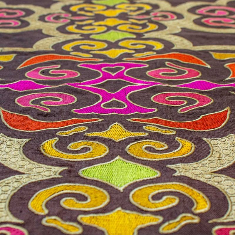 Anichini Pema Colorful Embroidered Tibetan Fabric By The Yard