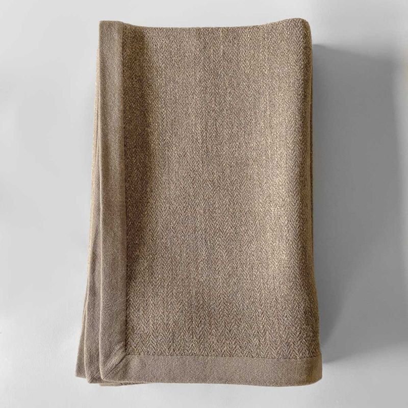 Tashi Hand Loomed 100% Yak Wool Herringbone Blankets In Natural Grey