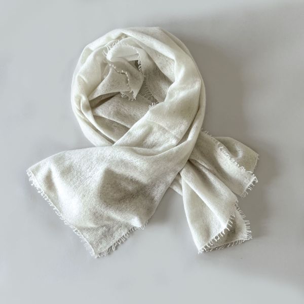 Jampo Handmade Felted Cashmere Scarves In White | ANICHINI