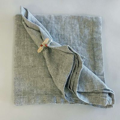 Anichini Herringbone Rhomb Weave Table Linens In Grey
