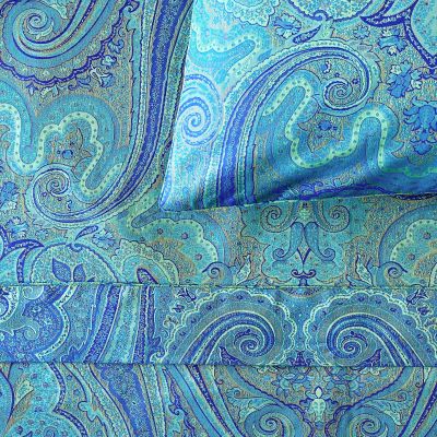Kashmir Paisley Jacquard Sheet Sets In Marine Blue Reverse
Sustainably Woven Italian Paisley Jacquard Sheet Sets
