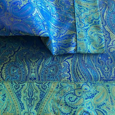 Anichini Kashmir Paisley Jacquard Sheet Sets In Marine Blue