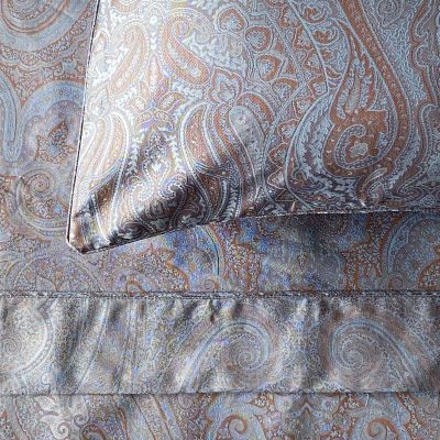 Kashmir Paisley Jacquard Sheets In Orange and Orange Reverse