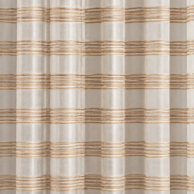 Sahib natural sheer silk fabric with raised horizontal ribbed bands