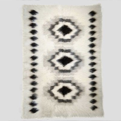 Anichini Black Diamonds Brushed Natural Wool Rugs