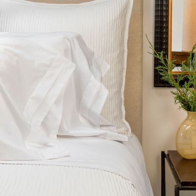 Anichini Catherine Luxury Italian Percale Sheets with a Double French Flange, in White