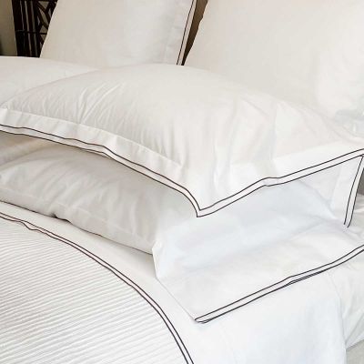 Esme Luxury Percale Sheets With An Embroidered  Double French Flange, GOTS Certified Earth Friendly Sheets