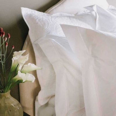 Anichini Irina Italian Hemstitched Percale Sheets in White