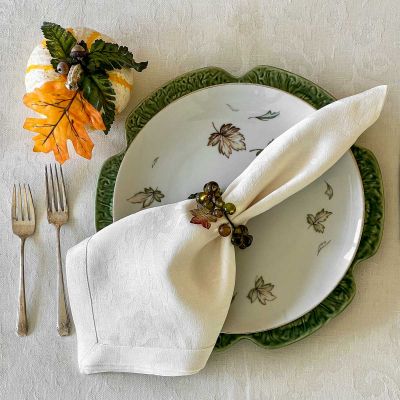Anichini Lido Floral Paisley Linen Jacquard Table Linens