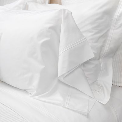 Anichini Lorraine Italian Percale Sheets with a Double Shadow Stitch in White