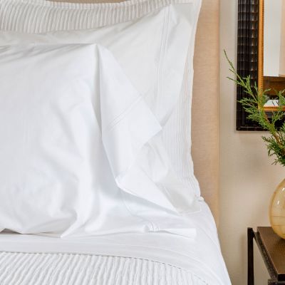 Anichini Lorraine Italian Percale Sheets with a Double Shadow Stitch in White