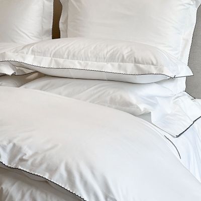 Lucia Luxury Organic Percale Sheet Sets With A Scalloped Embroidered Edge