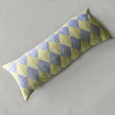 Anichini Puzzle Harlequin Diamond Linen Pillows In Blue & Green