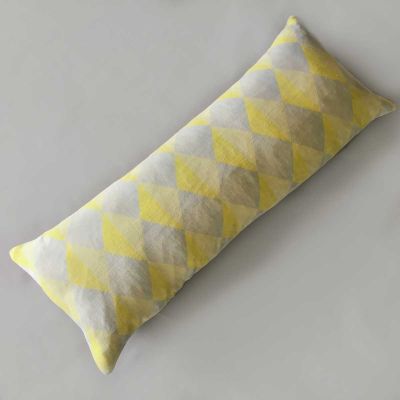 Anichini Puzzle Harlequin Diamond Linen Pillows In Yellow & Grey