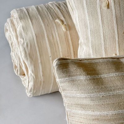 Sijua hand loomed natural silk with repeating ribbed texture